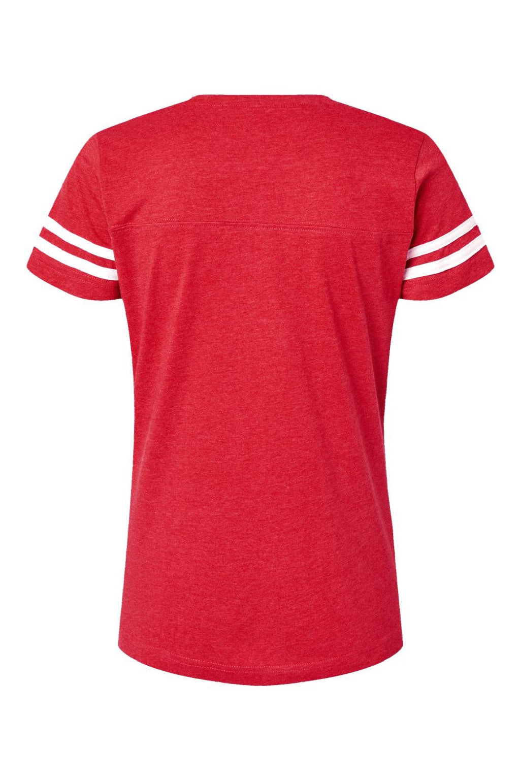 LAT 3537 Womens Fine Jersey Short Sleeve V-Neck T-Shirt Vintage Red/White Flat Back