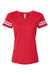 LAT 3537 Womens Fine Jersey Short Sleeve V-Neck T-Shirt Vintage Red/White Flat Front