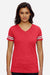 LAT 3537 Womens Fine Jersey Short Sleeve V-Neck T-Shirt Vintage Red/White Model Front