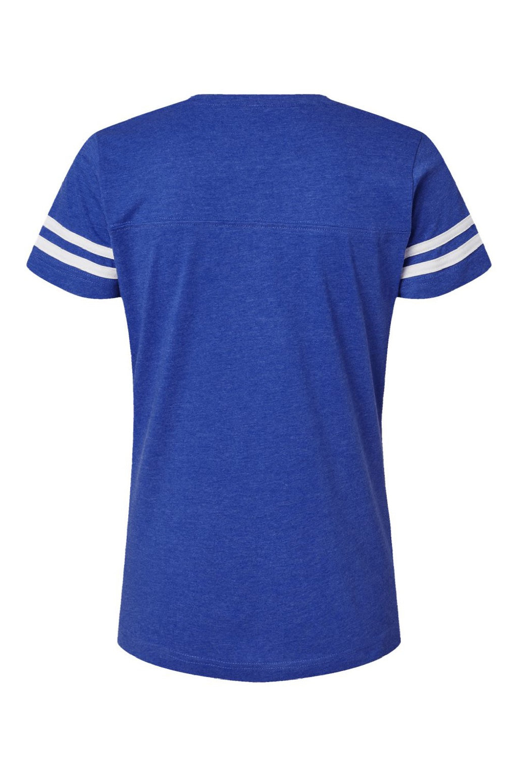 LAT 3537 Womens Fine Jersey Short Sleeve V-Neck T-Shirt Vintage Royal Blue/White Flat Back