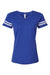 LAT 3537 Womens Fine Jersey Short Sleeve V-Neck T-Shirt Vintage Royal Blue/White Flat Front