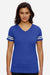 LAT 3537 Womens Fine Jersey Short Sleeve V-Neck T-Shirt Vintage Royal Blue/White Model Front