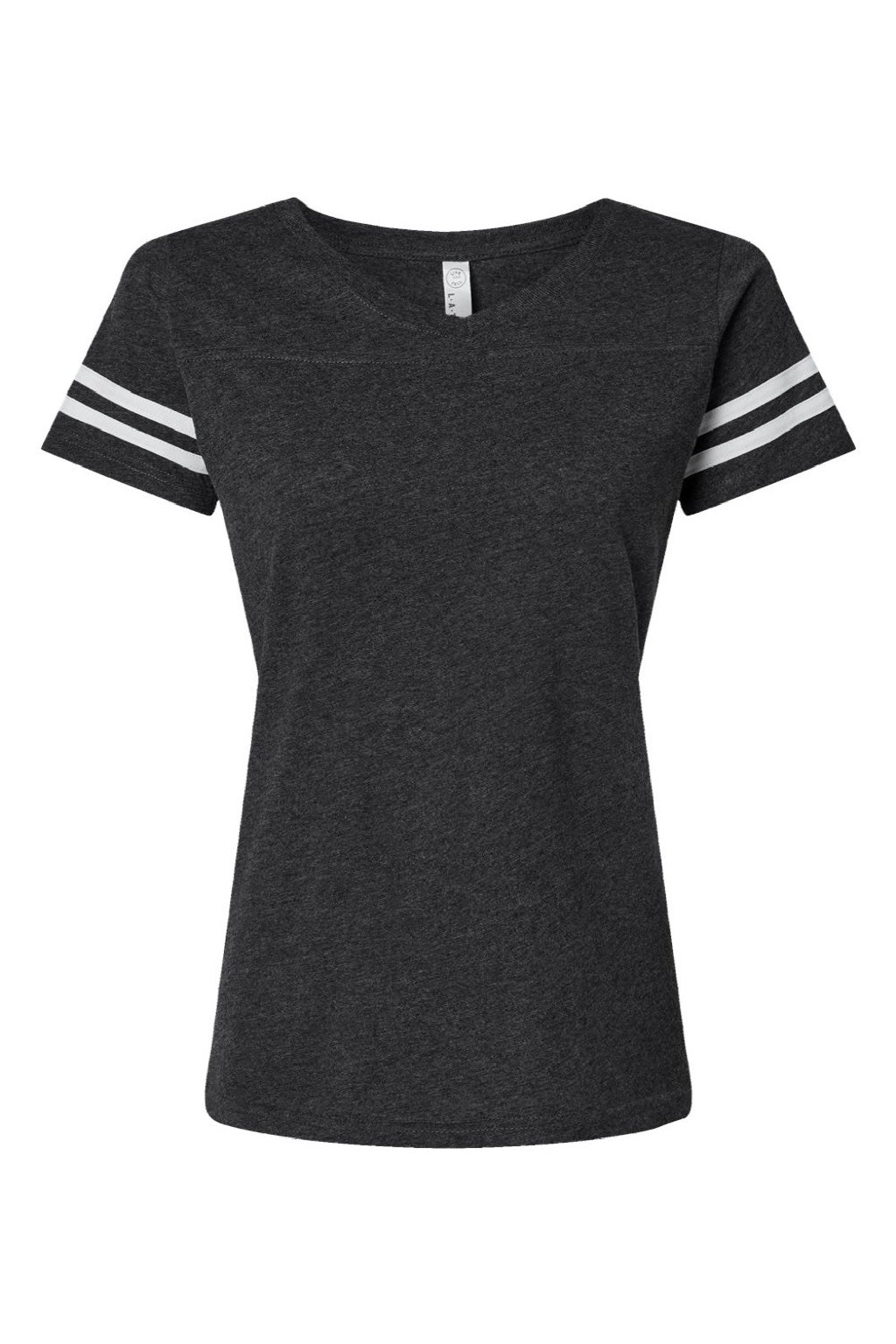 LAT 3537 Womens Fine Jersey Short Sleeve V-Neck T-Shirt Vintage Smoke Grey/White Flat Front