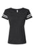 LAT 3537 Womens Fine Jersey Short Sleeve V-Neck T-Shirt Vintage Smoke Grey/White Flat Front