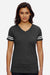 LAT 3537 Womens Fine Jersey Short Sleeve V-Neck T-Shirt Vintage Smoke Grey/White Model Front