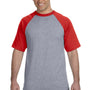 Augusta Sportswear Mens Short Sleeve Crewneck T-Shirt - Heather Grey/Red