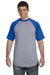 Augusta Sportswear 423 Mens Short Sleeve Crewneck T-Shirt Heather Grey/Royal Blue Model Front