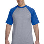 Augusta Sportswear Mens Short Sleeve Crewneck T-Shirt - Heather Grey/Royal Blue