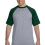 Augusta Sportswear Mens Short Sleeve Crewneck T-Shirt - Heather Grey/Dark Green