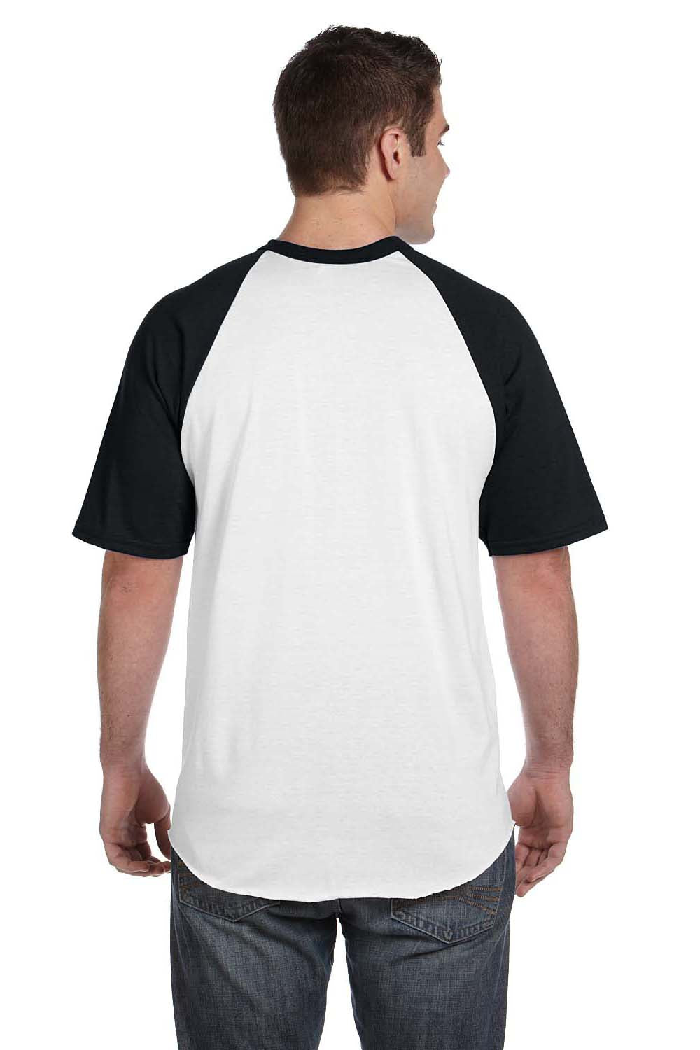 Augusta Sportswear 423 Mens Short Sleeve Crewneck T-Shirt White/Black Model Back