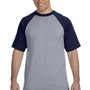 Augusta Sportswear Mens Short Sleeve Crewneck T-Shirt - Heather Grey/Navy Blue