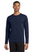 Gildan 42400 Mens Performance Jersey Moisture Wicking Long Sleeve Crewneck T-Shirt Navy Blue Model Front