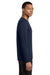 Gildan 42400 Mens Performance Jersey Moisture Wicking Long Sleeve Crewneck T-Shirt Navy Blue Model Side