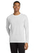 Gildan 42400 Mens Performance Jersey Moisture Wicking Long Sleeve Crewneck T-Shirt White Model Front
