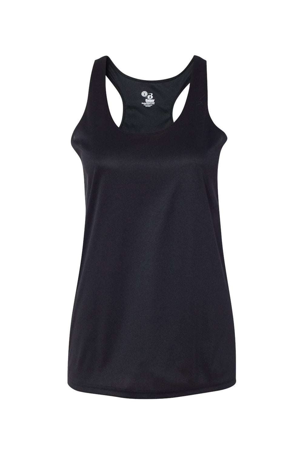 Badger 4166 Womens B-Core Moisture Wicking Racerback Tank Top Black Flat Front