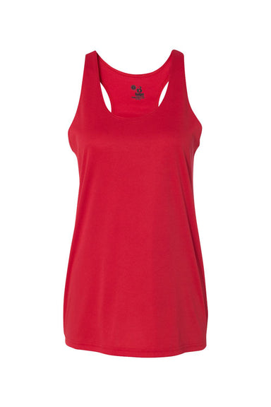 Badger 4166 Womens B-Core Moisture Wicking Racerback Tank Top Red Flat Front