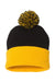 Sportsman Hats SP15 Unisex Pom-Pom Cuffed Beanie Black/Gold Flat Front