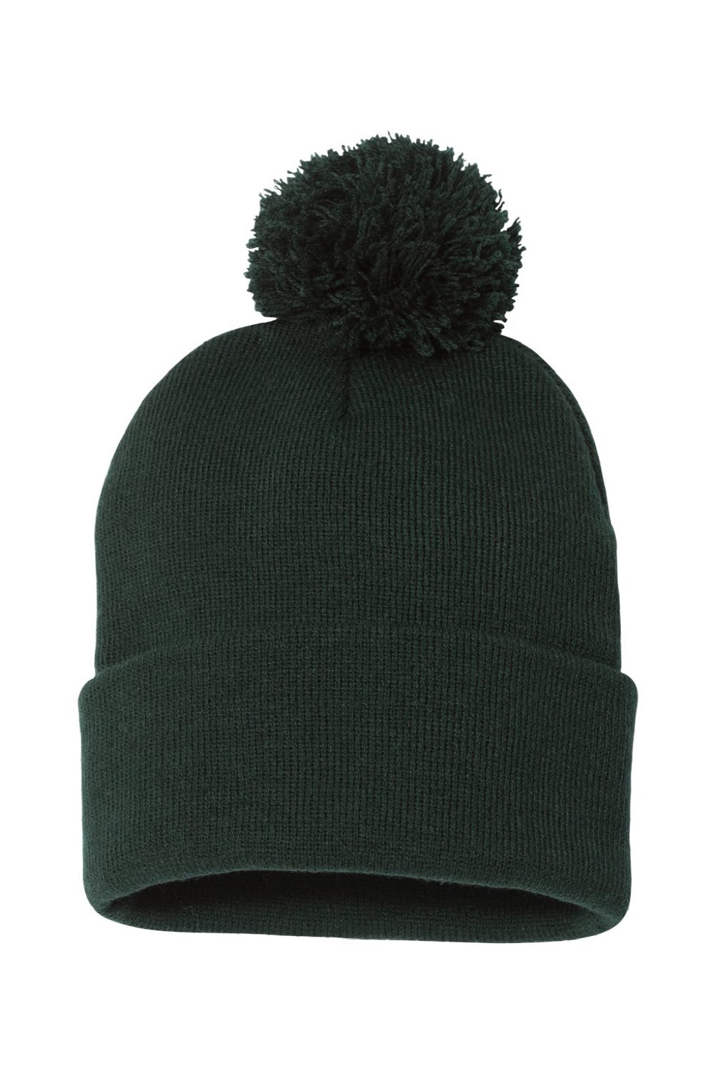 Sportsman Hats SP15 Unisex Pom-Pom Cuffed Beanie Forest Green Flat Front
