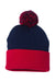 Sportsman Hats SP15 Unisex Pom-Pom Cuffed Beanie Navy Blue/Red Flat Front