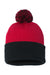 Sportsman Hats SP15 Unisex Pom-Pom Cuffed Beanie Red/Black Flat Front