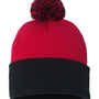 Sportsman Hats Unisex Pom-Pom Cuffed Beanie - Red/Black