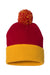 Sportsman Hats SP15 Unisex Pom-Pom Cuffed Beanie Red/Gold Flat Front