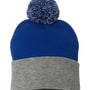 Sportsman Hats Unisex Pom-Pom Cuffed Beanie - Royal Blue/Heather Light Grey