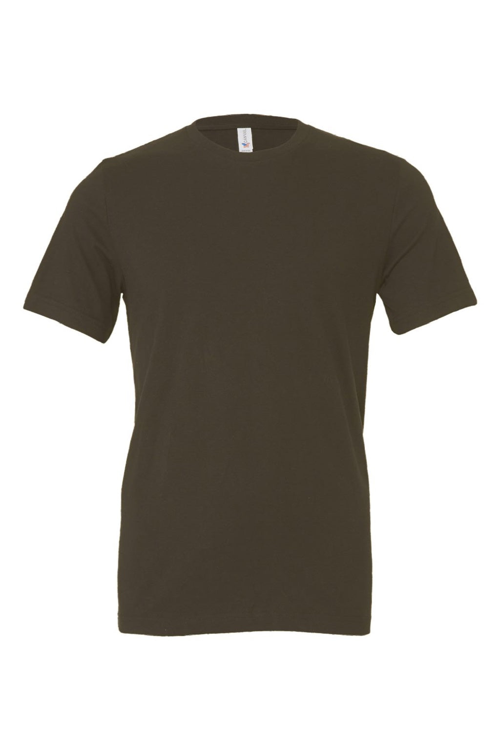 Bella + Canvas BC3001/3001 Mens Jersey Short Sleeve Crewneck T-Shirt Army Green Flat Front