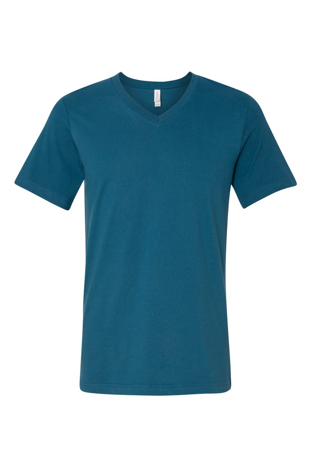 Bella + Canvas BC3005/3005/3655C Mens Jersey Short Sleeve V-Neck T-Shirt Deep Teal Blue Flat Front