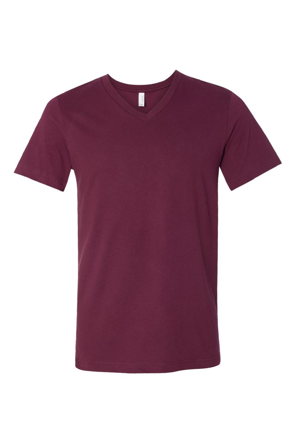 Bella + Canvas BC3005/3005 Mens Jersey Short Sleeve V-Neck T-Shirt Maroon Flat Front