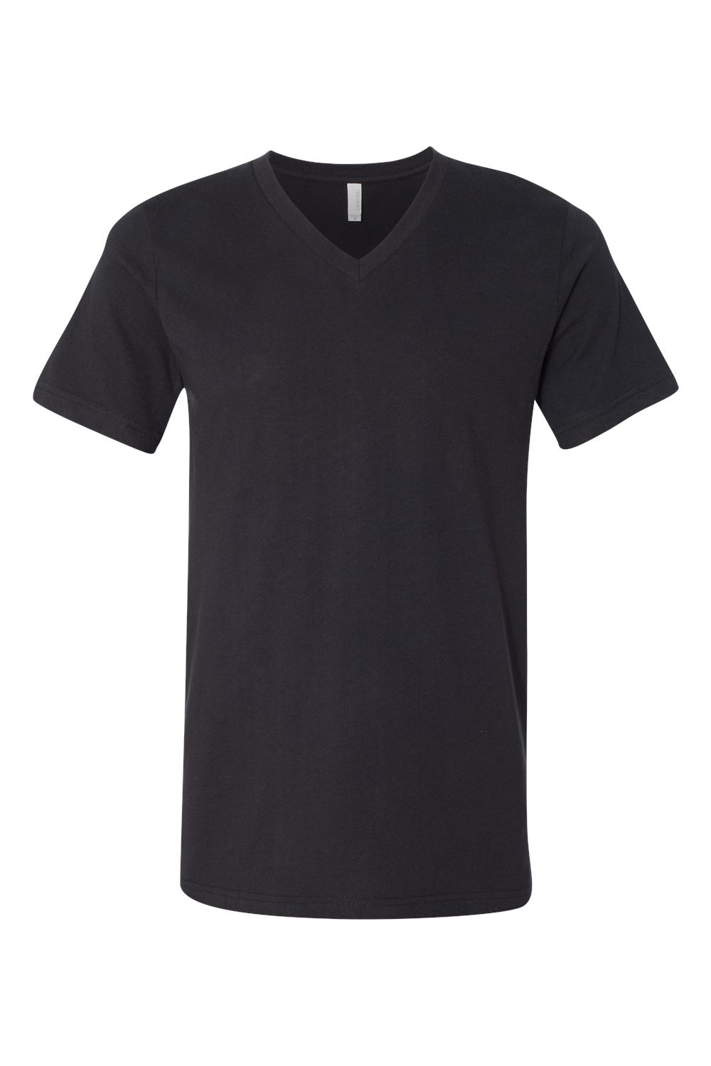 Bella + Canvas BC3005/3005/3655C Mens Jersey Short Sleeve V-Neck T-Shirt Vintage Black Flat Front