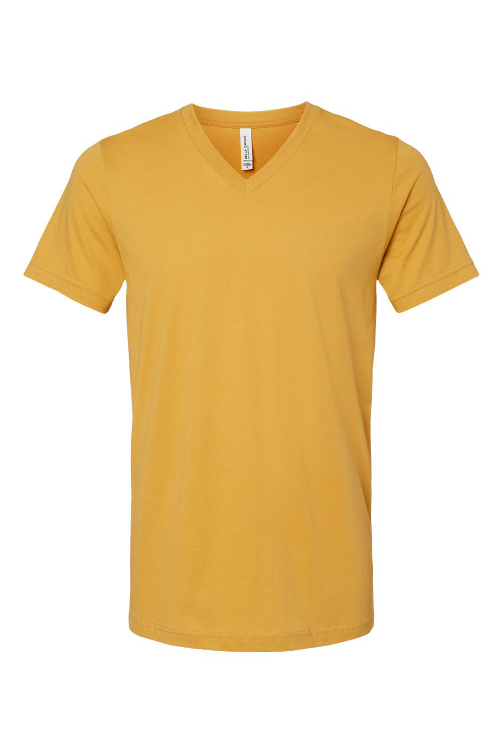 Bella + Canvas BC3005/3005/3655C Mens Jersey Short Sleeve V-Neck T-Shirt Mustard Yellow Flat Front