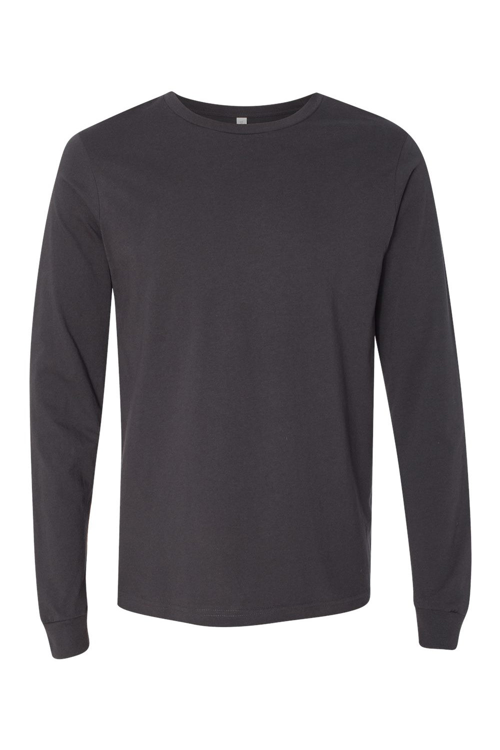 Bella + Canvas BC3501/3501 Mens Jersey Long Sleeve Crewneck T-Shirt Dark Grey Flat Front