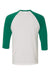 Bella + Canvas BC3200/3200 Mens 3/4 Sleeve Crewneck T-Shirt White/Kelly Green Flat Back