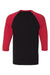 Bella + Canvas BC3200/3200 Mens 3/4 Sleeve Crewneck T-Shirt Black/Red Flat Back
