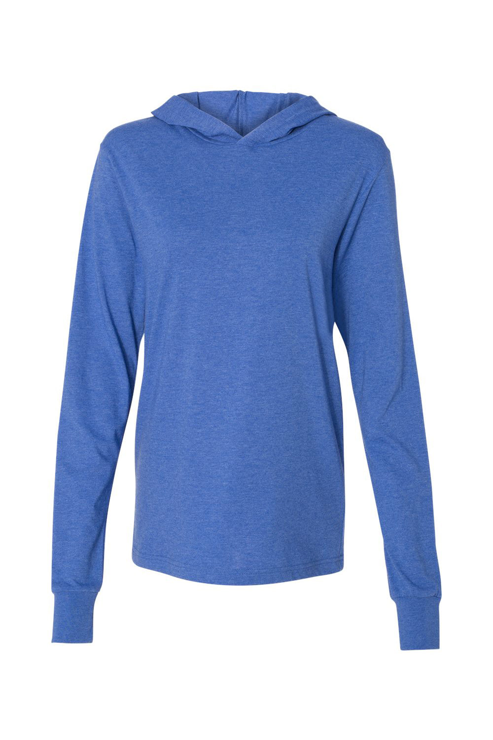 Bella + Canvas BC3512/3512 Mens Jersey Long Sleeve Hooded T-Shirt Hoodie Heather True Royal Blue Flat Front
