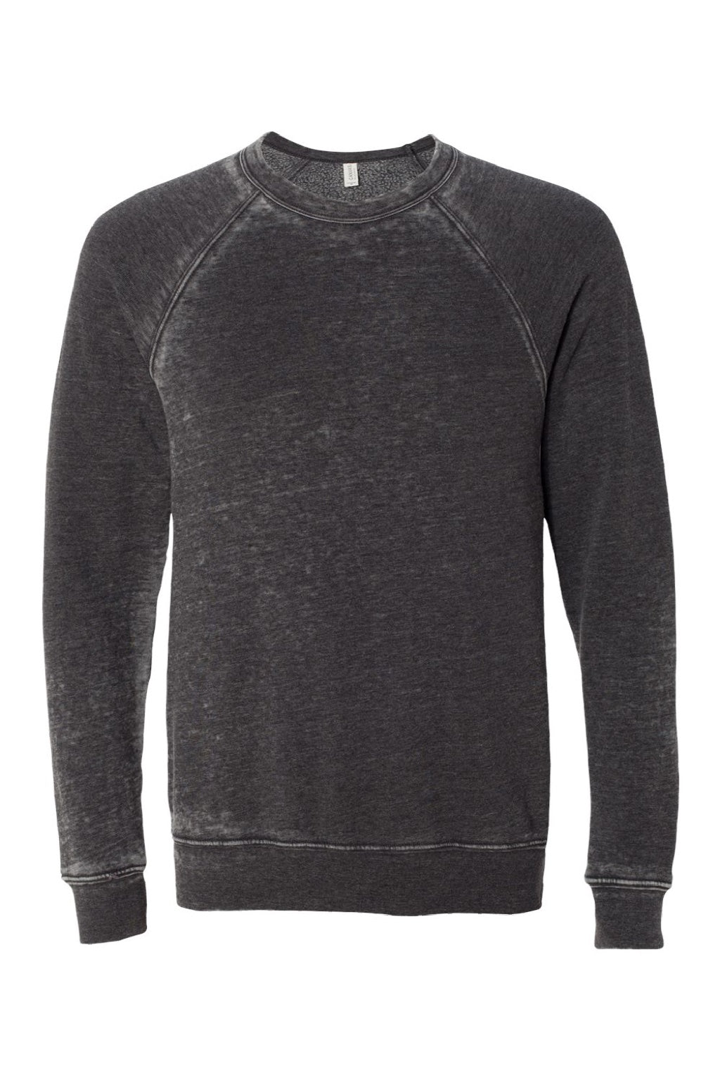 Bella + Canvas BC3901/3901 Mens Sponge Fleece Crewneck Sweatshirt Grey Acid Wash Flat Front