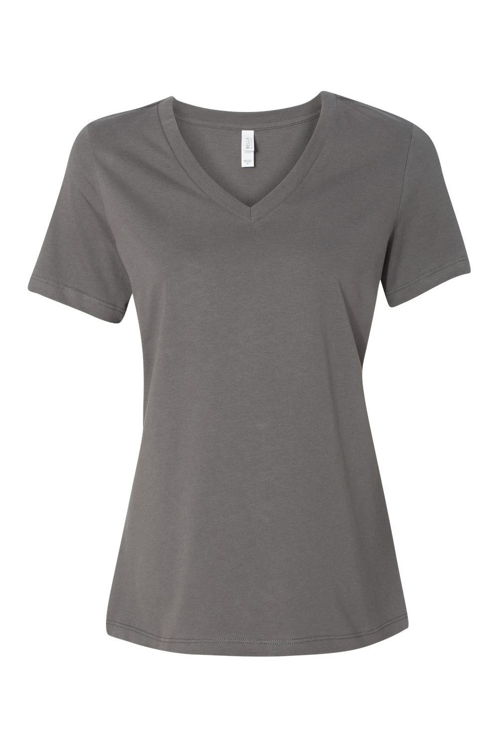 Bella + Canvas BC6405/6405 Womens Relaxed Jersey Short Sleeve V-Neck T-Shirt Asphalt Grey Flat Front