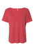 Bella + Canvas 8815 Womens Slouchy Short Sleeve V-Neck T-Shirt Red Triblend Flat Front