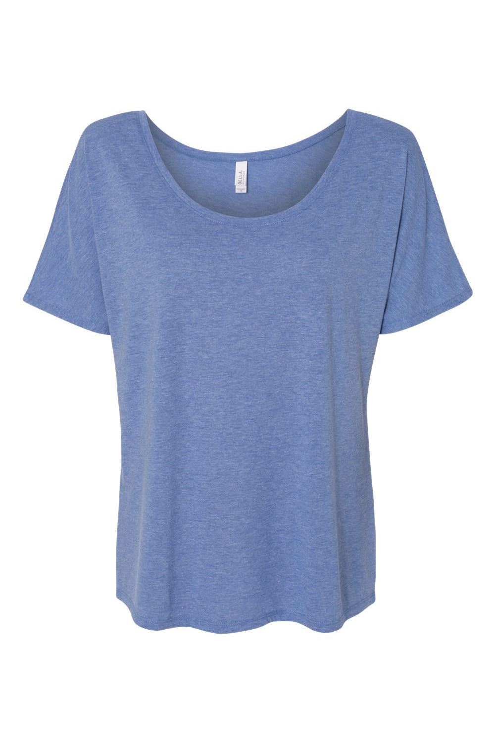 Bella + Canvas BC8816/8816 Womens Slouchy Short Sleeve Wide Neck T-Shirt Blue Triblend Flat Front