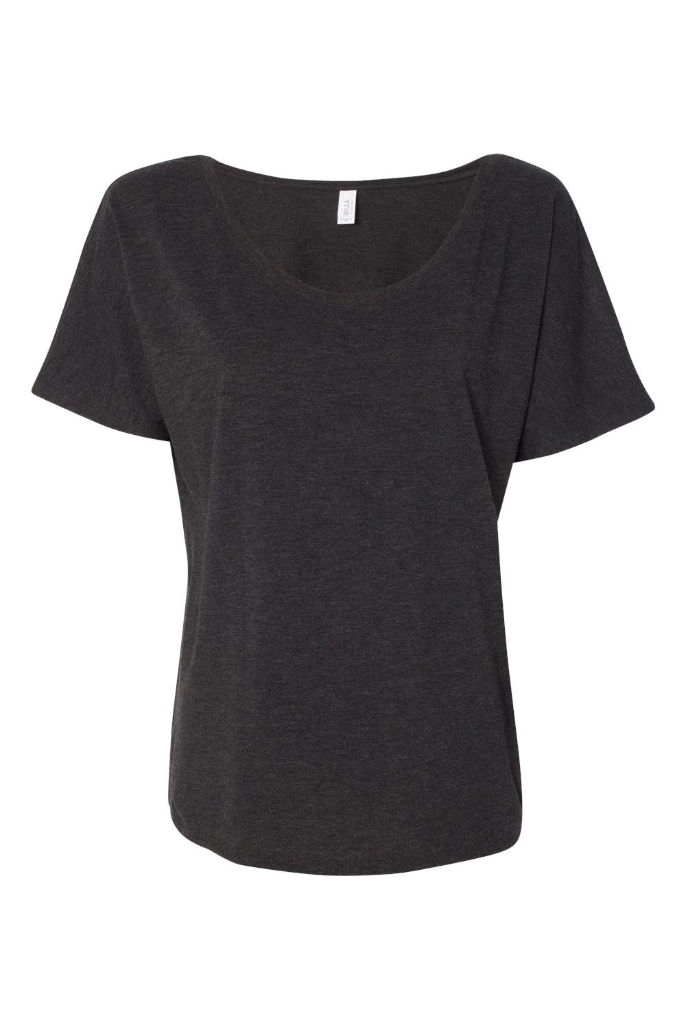 Bella + Canvas BC8816/8816 Womens Slouchy Short Sleeve Wide Neck T-Shirt Charcoal Black Triblend Flat Front