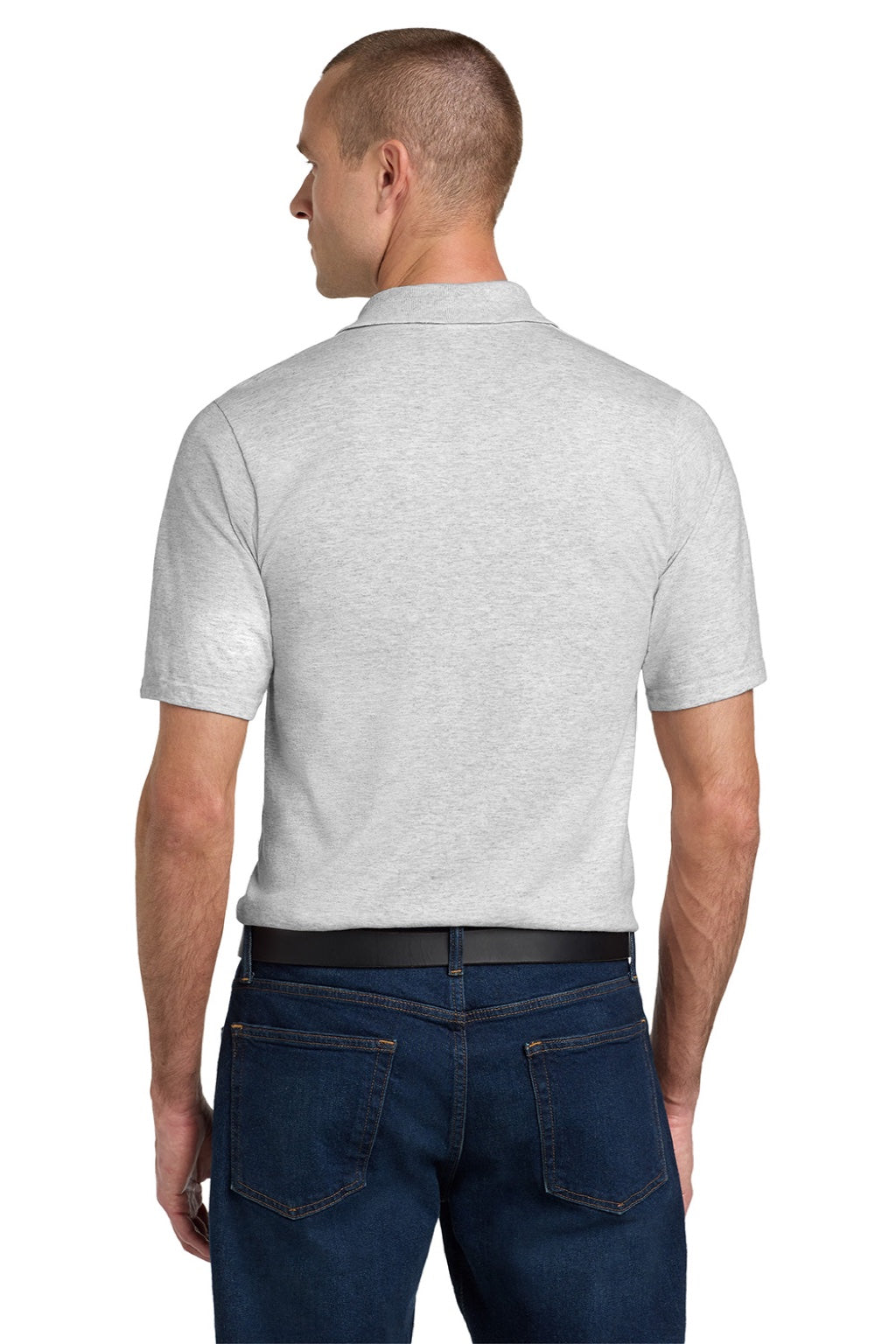 Jerzees 436MP Mens SpotShield Stain Resistant Short Sleeve Polo Shirt w/ Pocket Ash Grey Model Back