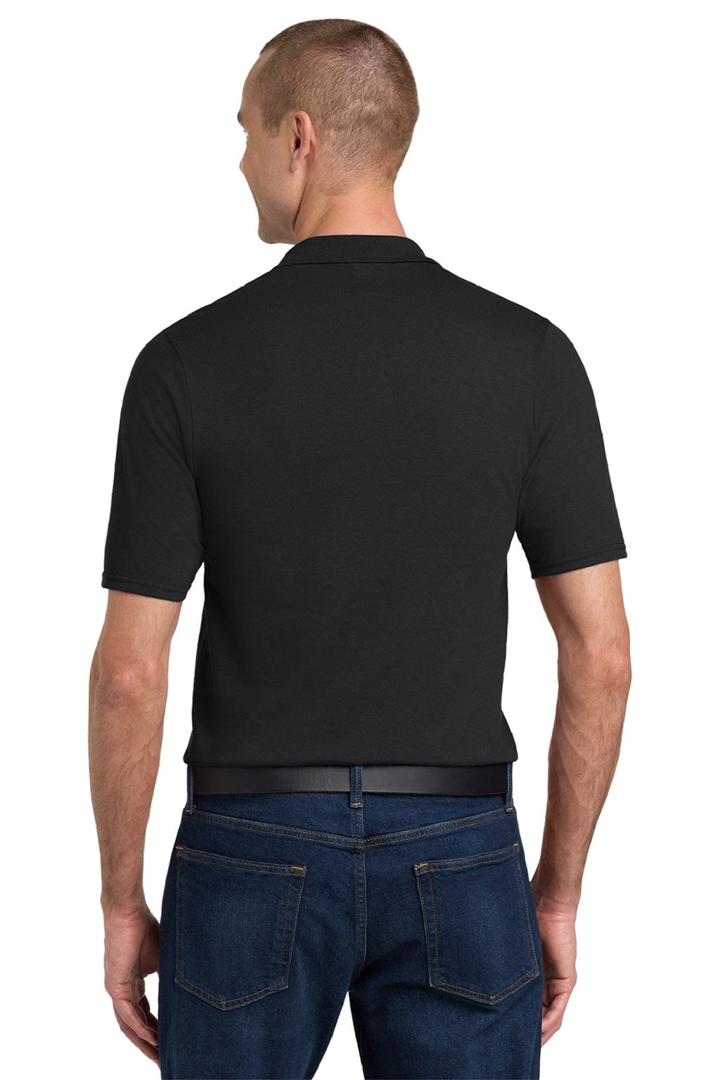 Jerzees 436MP Mens SpotShield Stain Resistant Short Sleeve Polo Shirt w/ Pocket Black Model Back