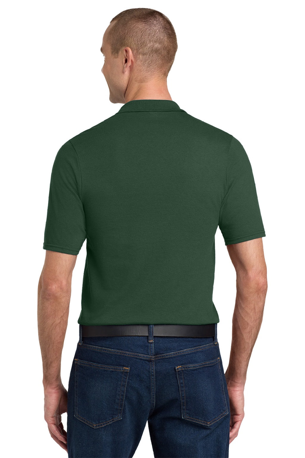 Jerzees 436MP Mens SpotShield Stain Resistant Short Sleeve Polo Shirt w/ Pocket Forest Green Model Back