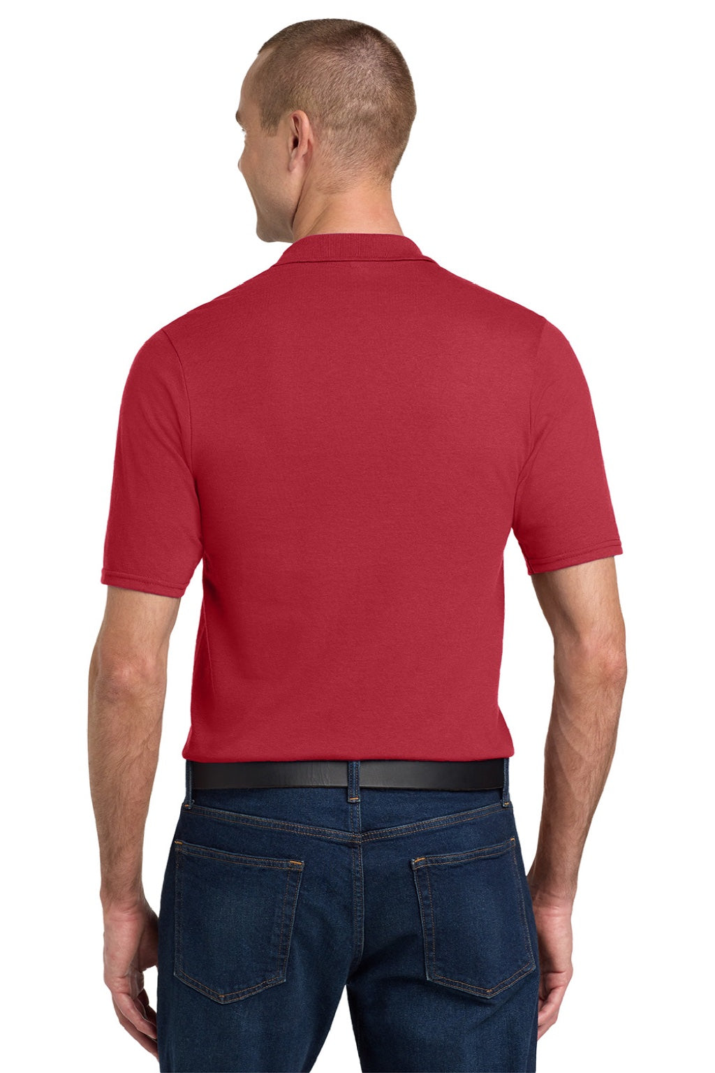 Jerzees 436MP Mens SpotShield Stain Resistant Short Sleeve Polo Shirt w/ Pocket True Red Model Back