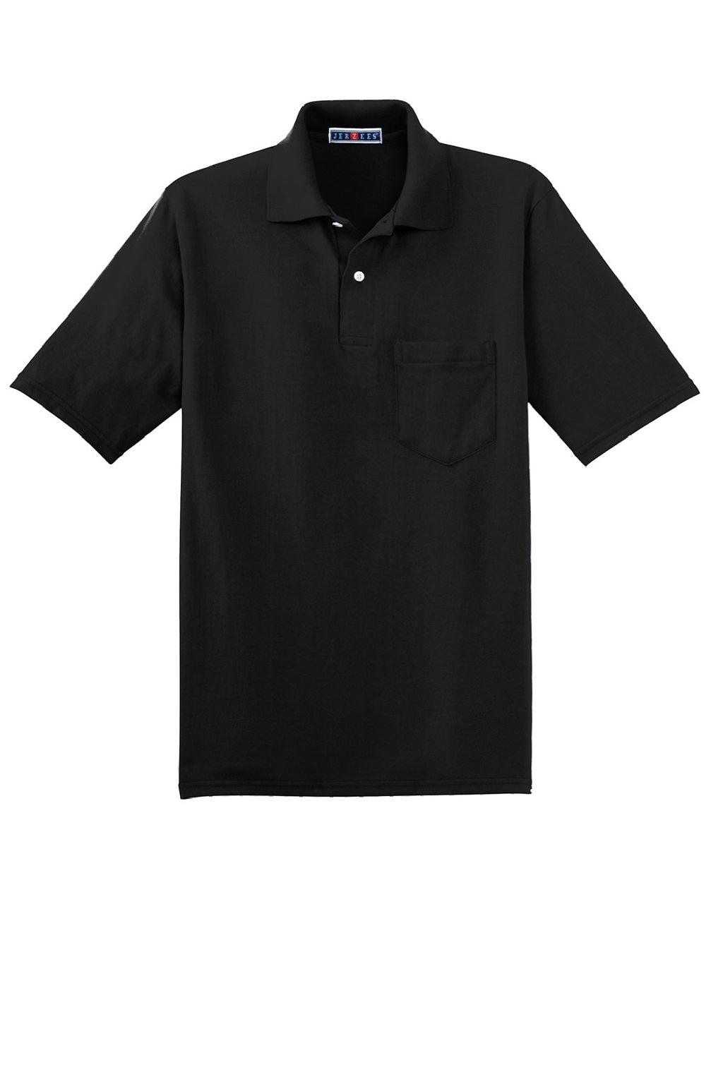 Jerzees 436MP Mens SpotShield Stain Resistant Short Sleeve Polo Shirt w/ Pocket Black Flat Front
