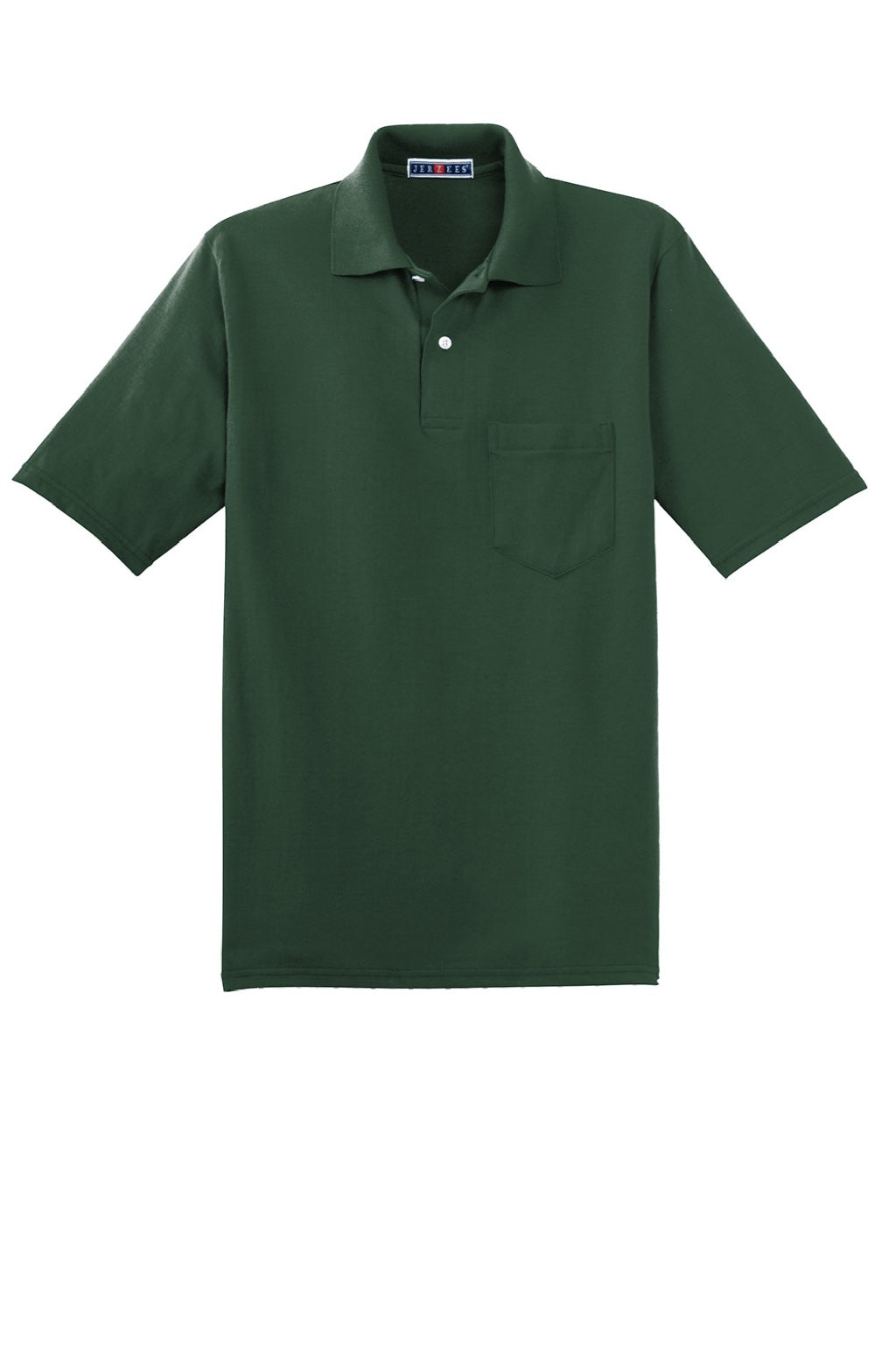 Jerzees 436MP Mens SpotShield Stain Resistant Short Sleeve Polo Shirt w/ Pocket Forest Green Flat Front