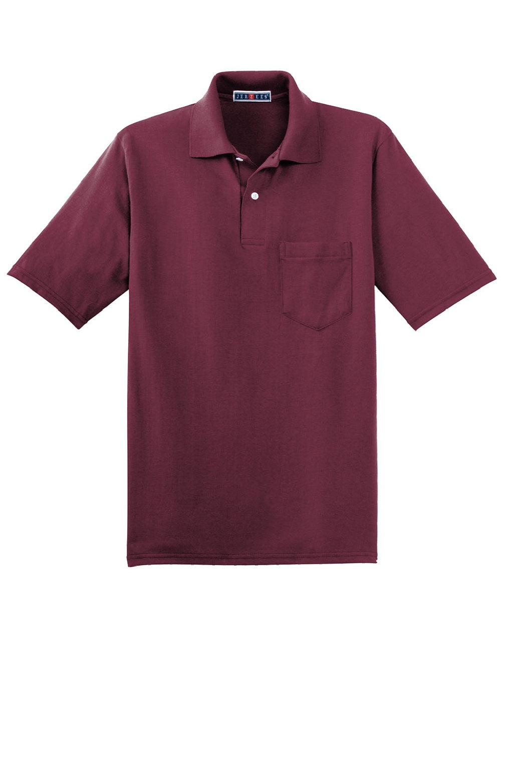 Jerzees 436MP Mens SpotShield Stain Resistant Short Sleeve Polo Shirt w/ Pocket Maroon Flat Front