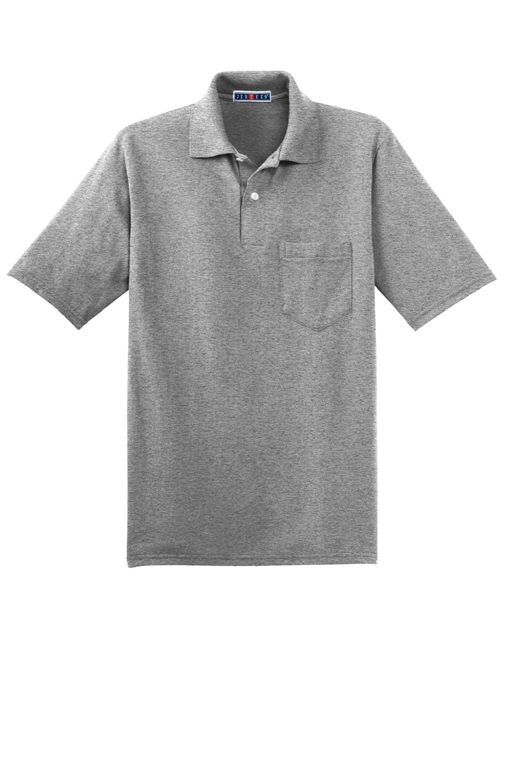 Jerzees 436MP Mens SpotShield Stain Resistant Short Sleeve Polo Shirt w/ Pocket Oxford Grey Flat Front
