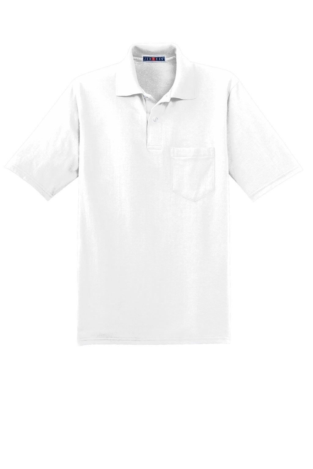 Jerzees 436MP Mens SpotShield Stain Resistant Short Sleeve Polo Shirt w/ Pocket White Flat Front